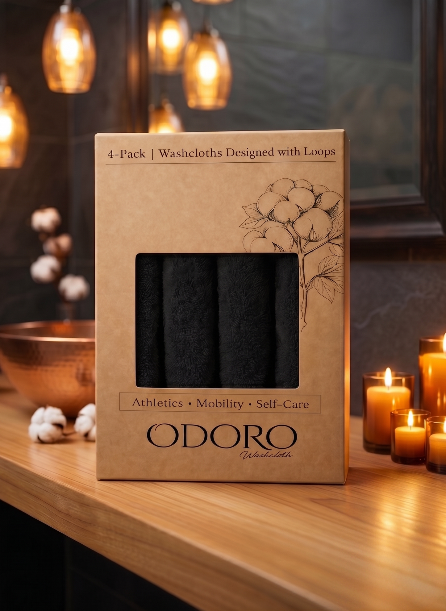 Odoro Washcloth - 4 Pack - Black